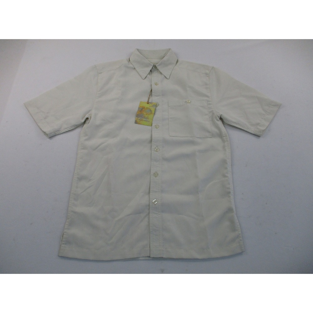 Island Republic Button Up Shirt Mens S Cream Textured Short Sleeve Resort Wear